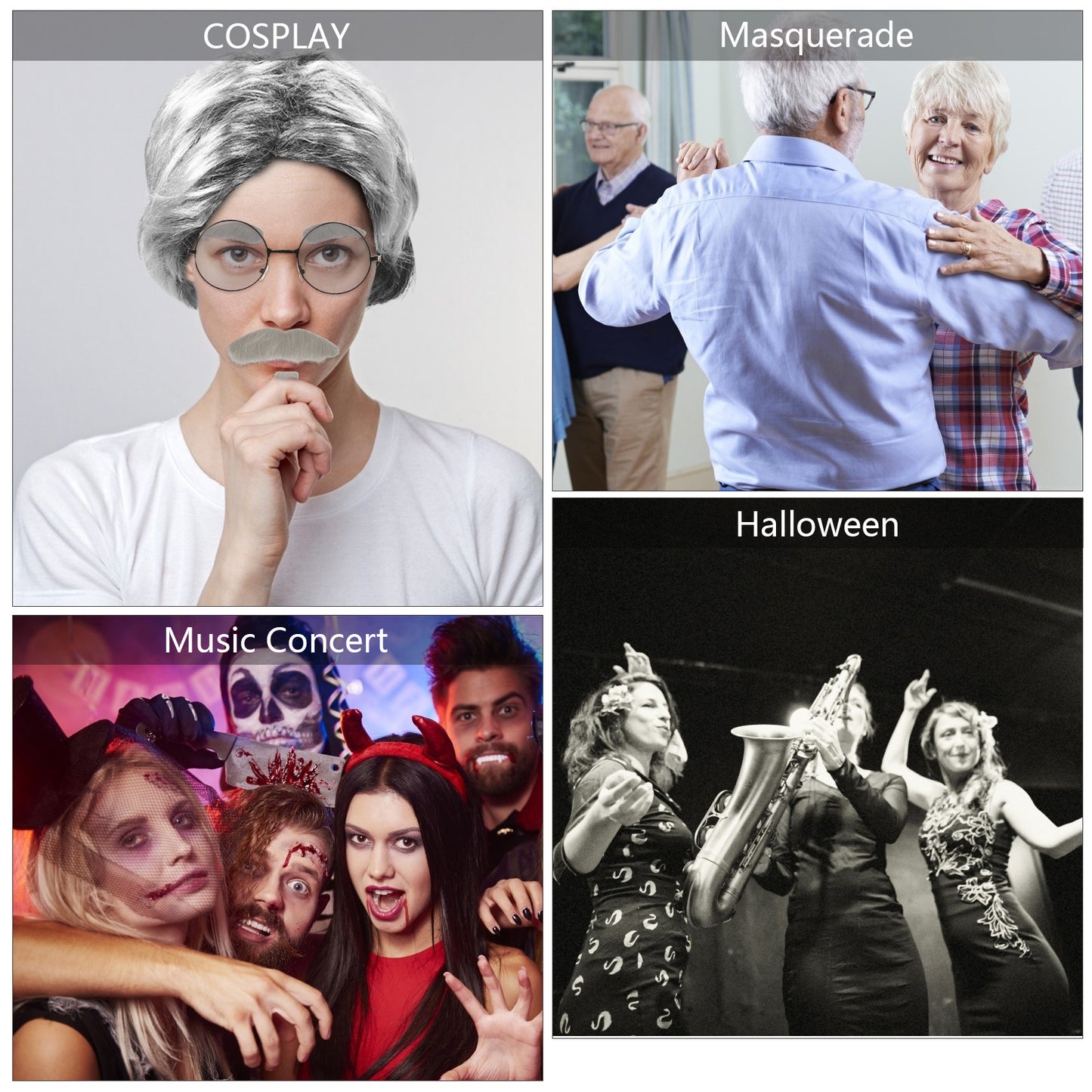 Grandpa Costume Set With Silver-Gray Wig & Beard | Theme Party Costumes—Original Party Gifts For Adults