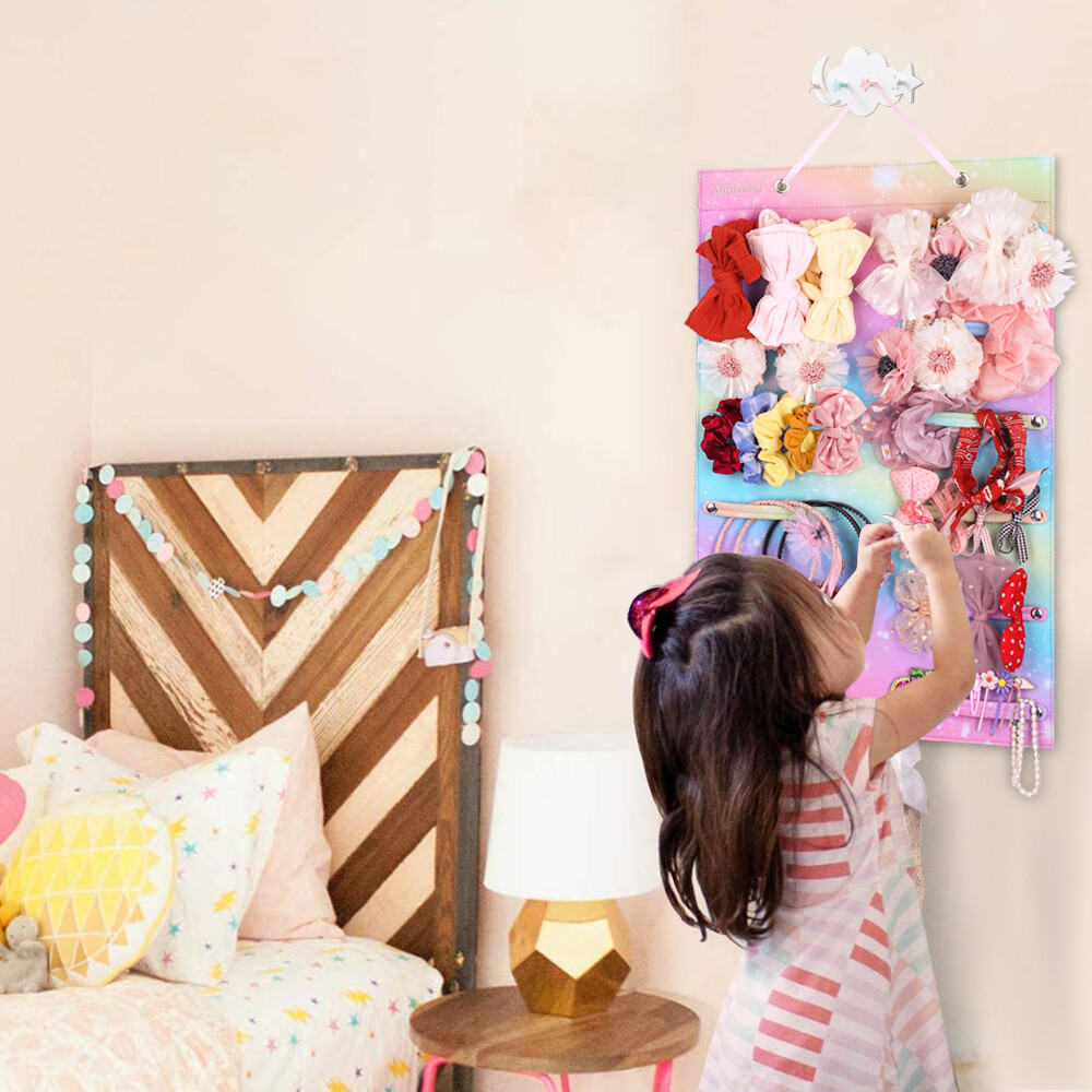 Girls Headband Holder Wall Hanging Hair Bow Organizer Display For Kids Room Deco