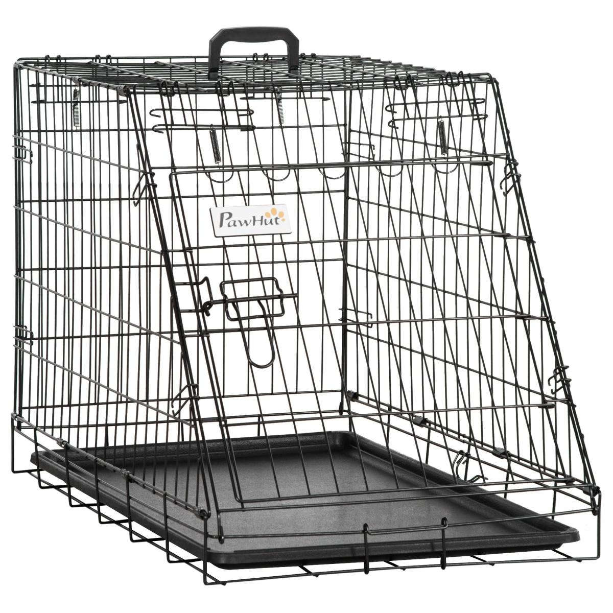 Pawhut Trapeze Collapsible Dog Pet Travel Box Cage Removable Tray 77 X 47 X 55cm