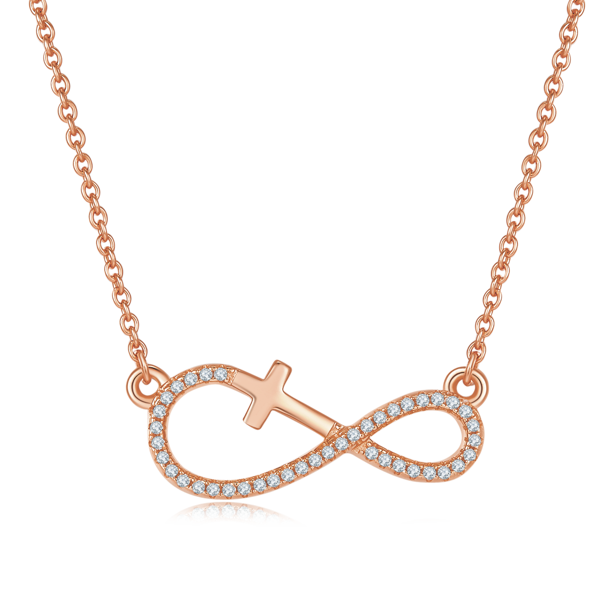3.4g S925 Sterling Silver Moissanite Infinity Cross Necklace 45cm  41 Stone Pendant With GRA, Platinum Plated Christian Jewelry Gift Box Set For Women