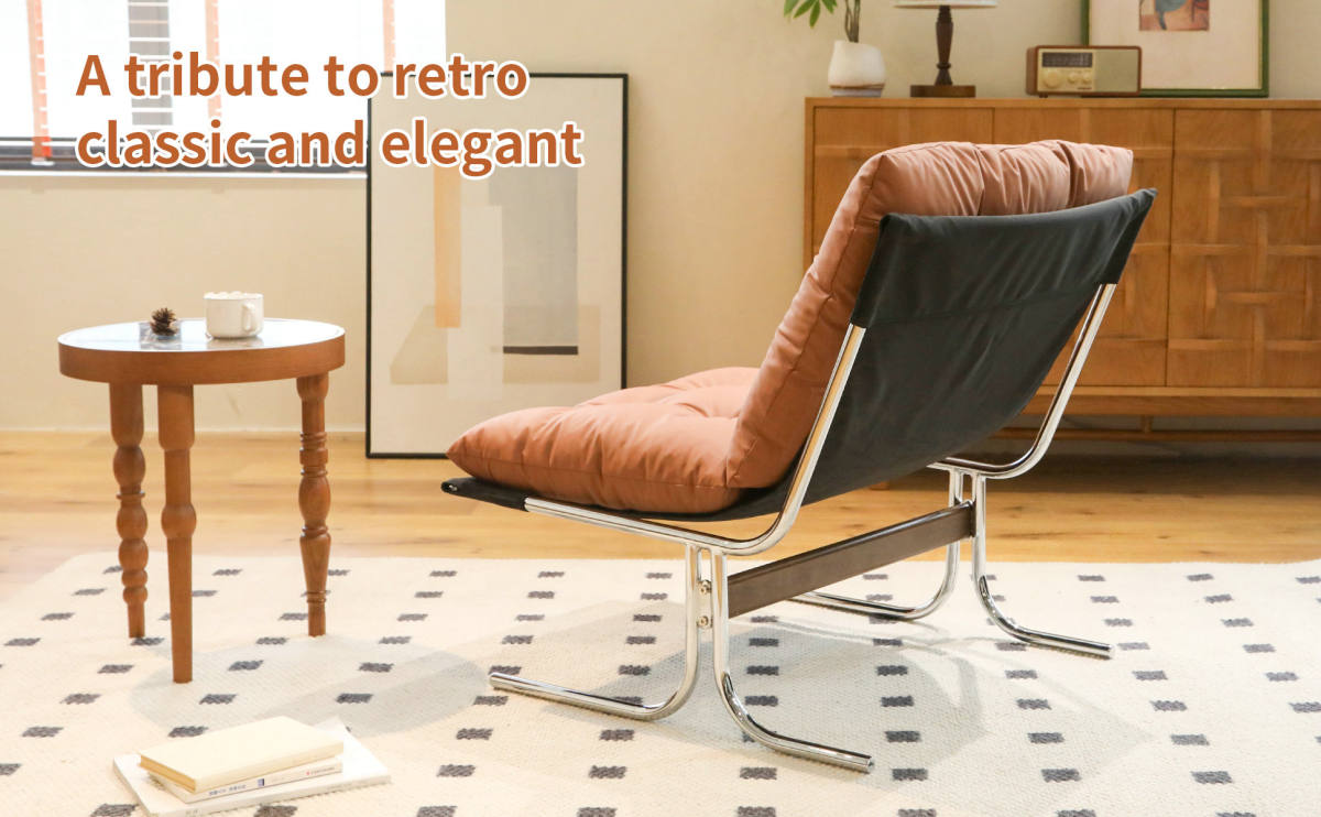 Leather Armchair, Modern Accent Chair High Back, Living Room Chairs with Metal Legs and Soft Padded, Sofa Chairs for Home Office,Bedroom,Dining Room (Brown-1pc)