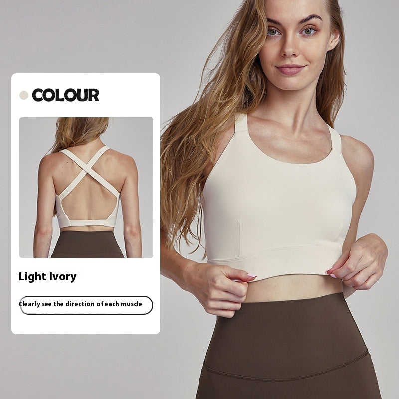 Yoga Clothes Vest Fitness Outer Wear Cross Beauty Back High Sense