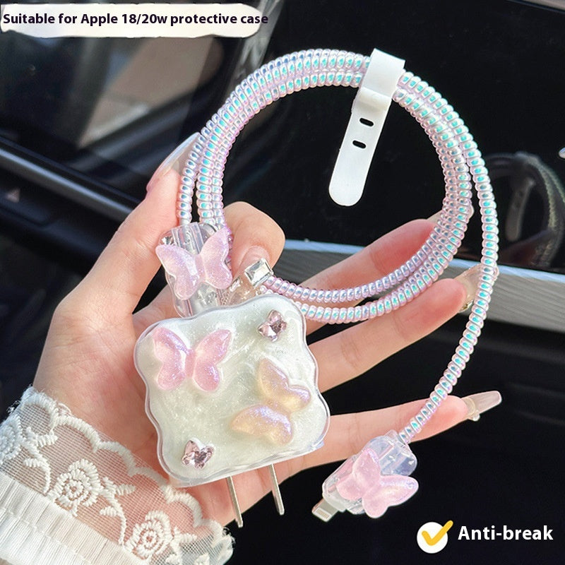 Epoxy Butterfly Wave Charging Plug USB Cable Protection Sleeve