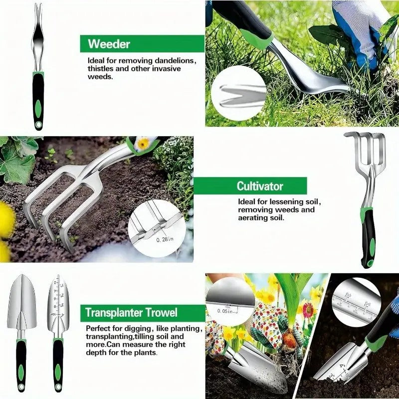 Garden Tools Set, 8 Piece Gardening Tools Set With Non Slip Ergonomic Handle, Heavy Duty Garden Tool Set With Storage Bag, Gardening Kit For Women, Garden Hand Tools Gift For Women And Men