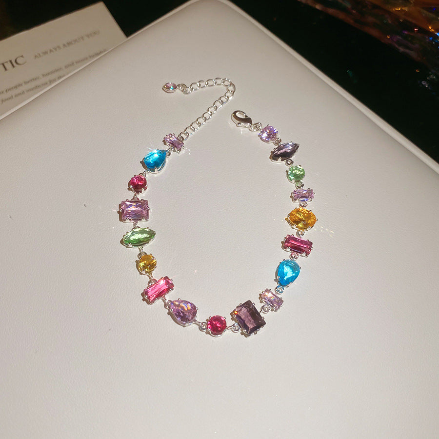 Korean Fashion Ins Diamond-shaped Zircon Bangle Dainty  Bracelet Chic Versatile Wrist Accessory