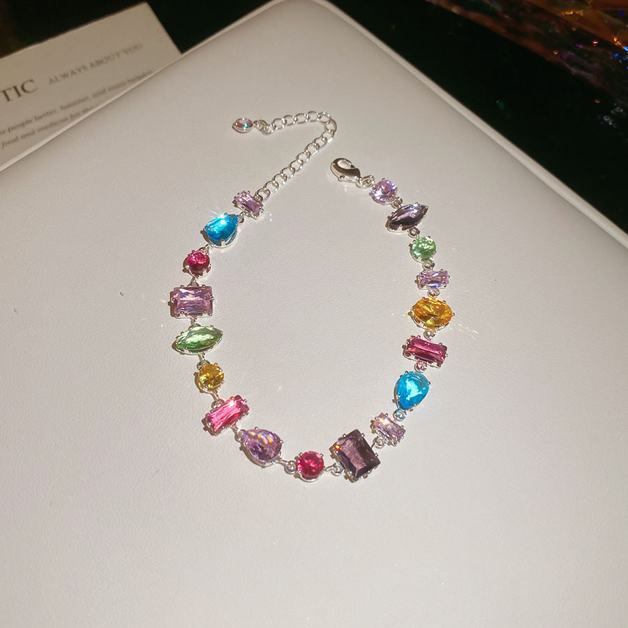 Korean Fashion Ins Diamond-shaped Zircon Bangle Dainty  Bracelet Chic Versatile Wrist Accessory