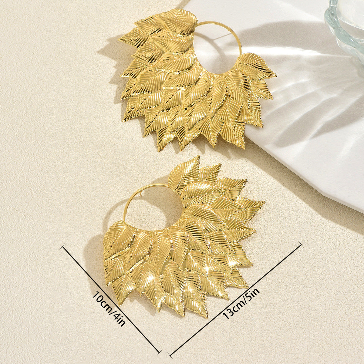 Fashion Cross-border European American Women Earrings, Unique High-end Metal Leaf Design Stud Earrings, Versatile Daily Ear Jewelry For Ladies