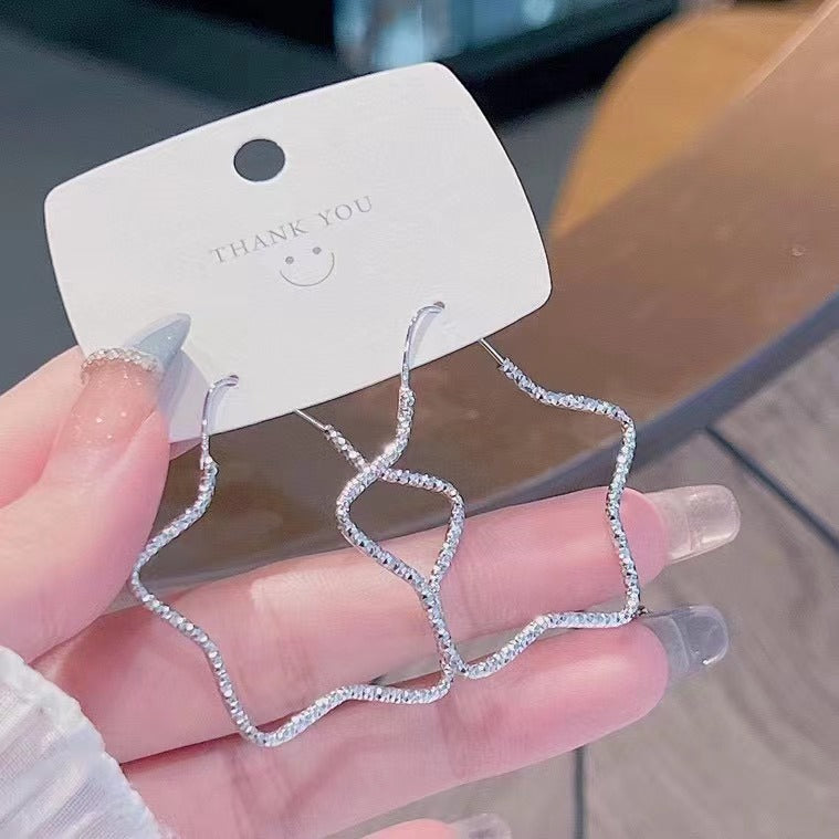 1 Pair 999 Sterling Silver Geometric Hoop Earrings, Minimalist Style, Perfect For Daily Wear And Valentine's Gift