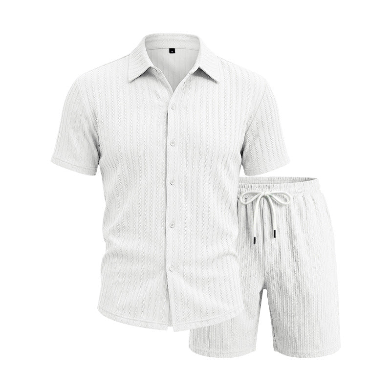 Loose Jacquard Casual Home Wear Short-Sleeve Top And Shorts Set