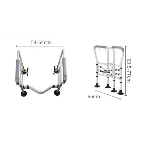 Commode Chair, Height Adjustable Shower Wheelchair, Foldable Bath Chair, Toilet Chair With Padded Seat & Bedpan, Stable & Comfortable