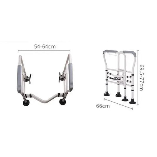 Commode Chair, Height Adjustable Shower Wheelchair, Foldable Bath Chair, Toilet Chair With Padded Seat & Bedpan, Stable & Comfortable