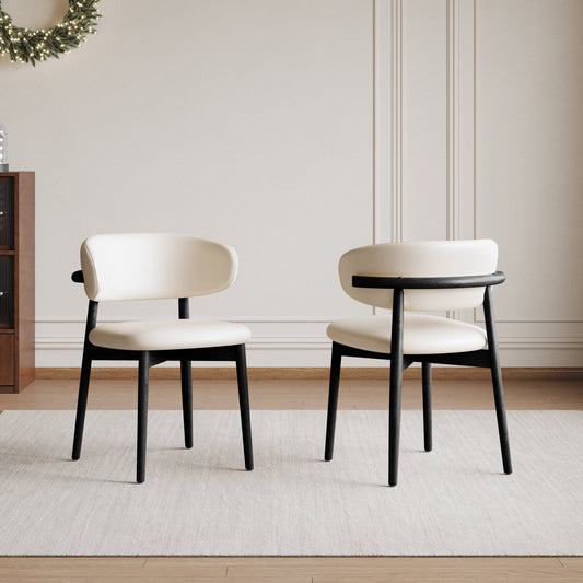 Mid-Century Modern wood feet Dining Chair (Set of 2) – Stylish Wooden Chairs for Dining Room, Kitchen, or Living Room, Comfortable & Durable, Easy to Assemble (black)