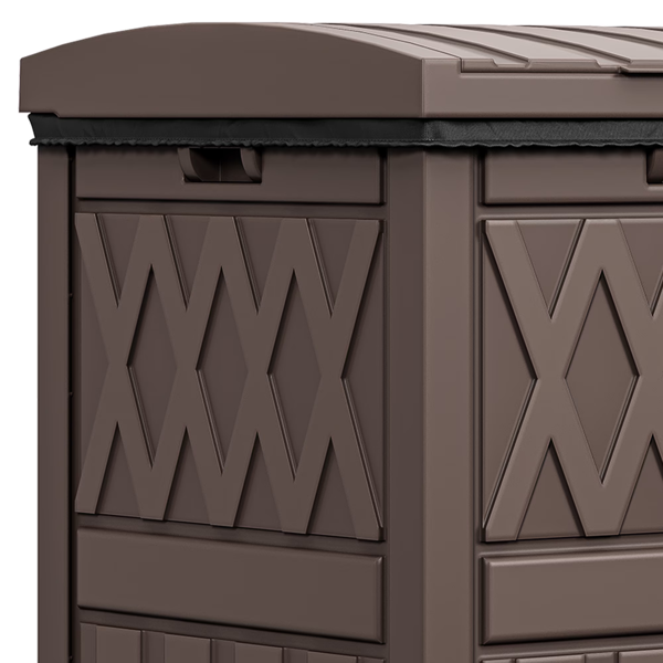 32 Gallon Outdoor Trash Can, Waterproof Resin Garbage Bin With Lid & Drip Tray For Porch Backyard Patio, Dark Brown  Shipment From Walmart
