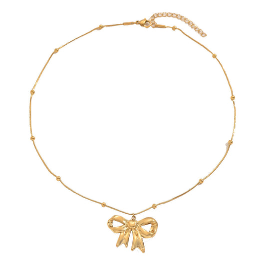 2026 New Bowknot Niche Design Choker Necklace For Women, Classic Minor Style Versatile Long Pendant Jewelry With Premium Texture