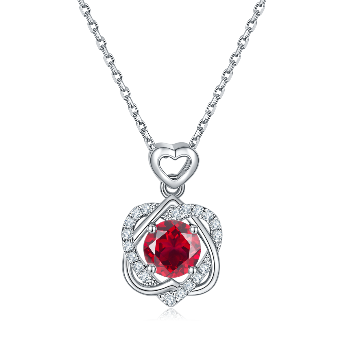 S925 Sterling Silver Heart Necklace, 1ct D-VVS1 Moissanite & Lab-Grown Gems, Platinum Plated 3g With GRA Certificate Gift Box