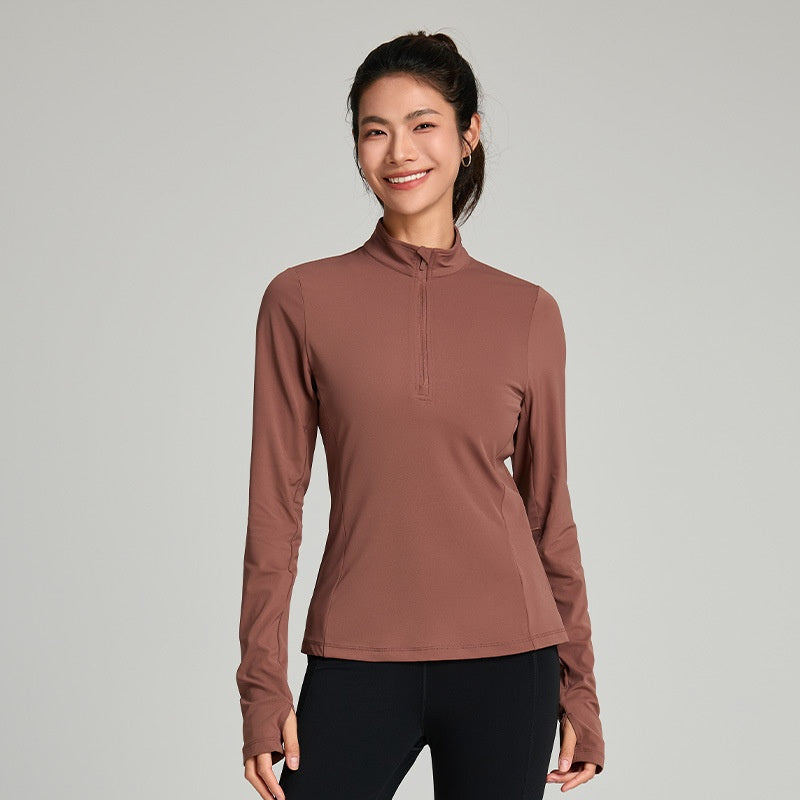 Cloud-feel Casual Jacket With A Half-zip Chic Quick-drying Stand-collar Fitness Top