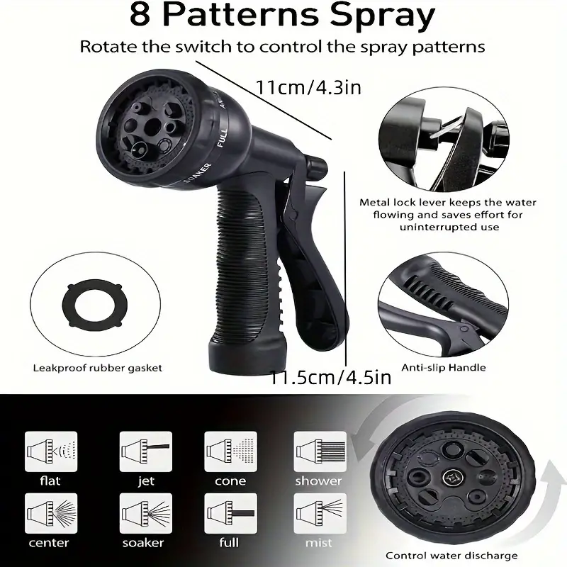 25-150F  Water Garden Hose Nozzle Set, Suitable For Garden Watering, Car And Pet Outdoor Cleaning