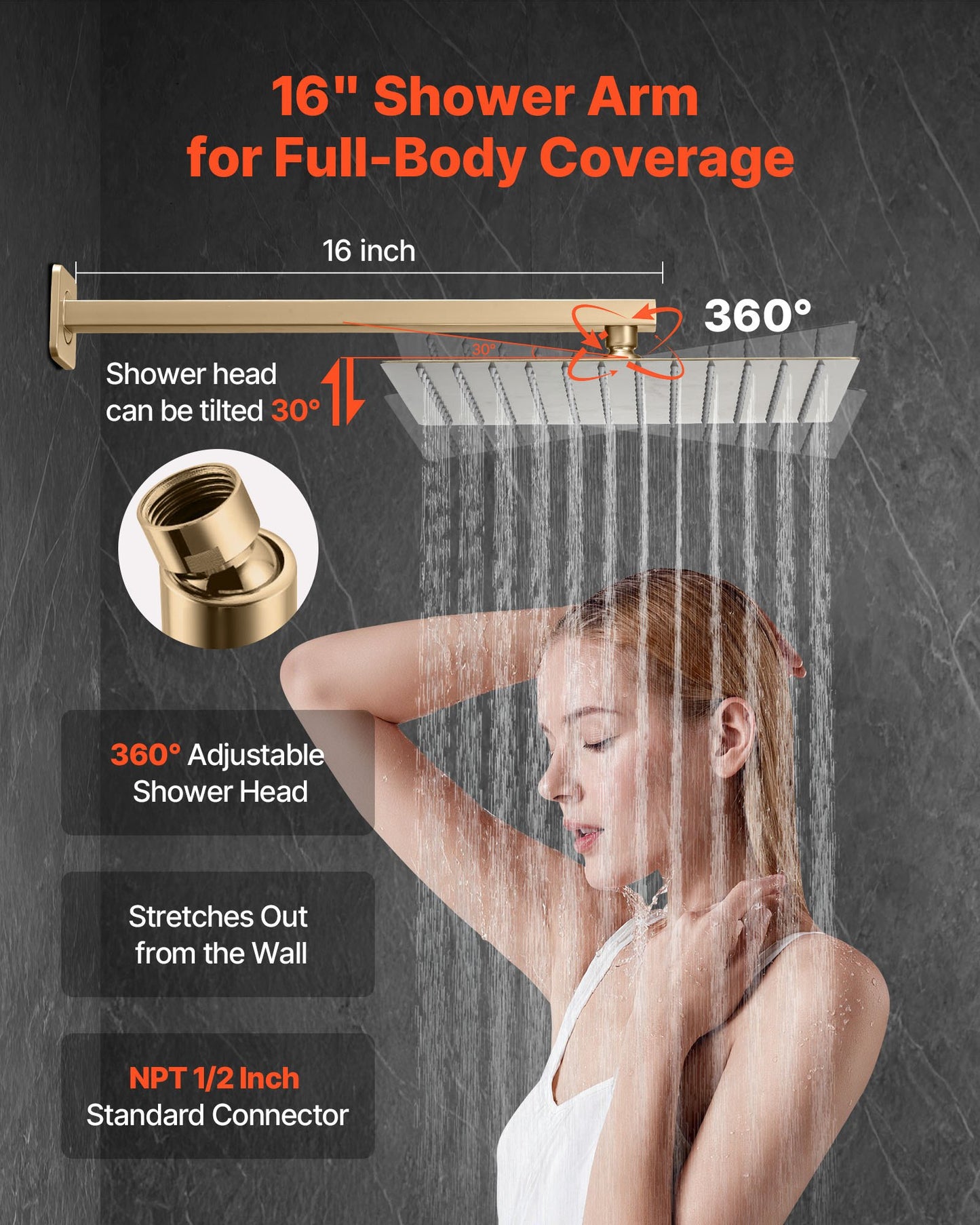Shower Faucet Set, Rainfall Bathroom Shower System With 12-Inch Square Rain Shower Head And Handheld Spray, Wall Mounted Bath Fixtures With Brass Valve And Trim Kit, Brushed Gold