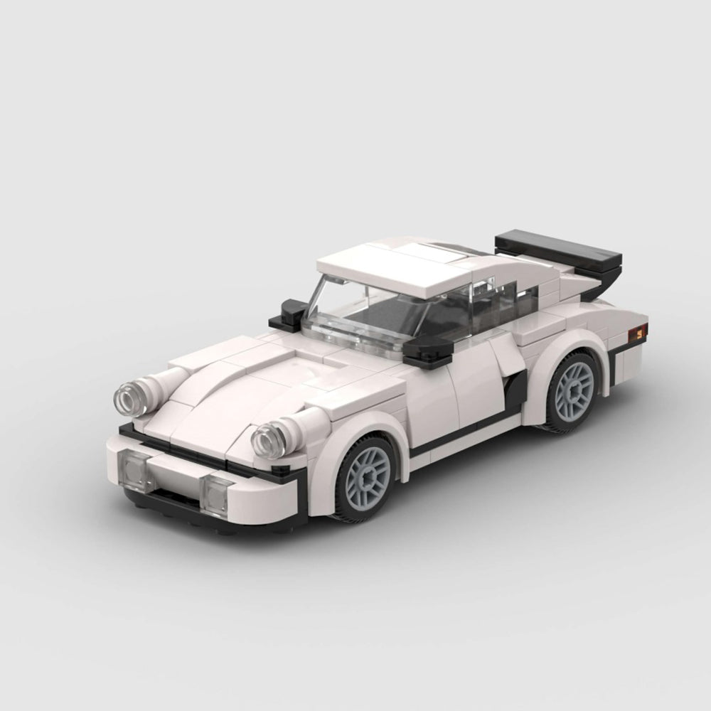 196PCS Retro Style Sports Car Building Blocks, White Classic Race Car Toy For Kids And Adults Gift