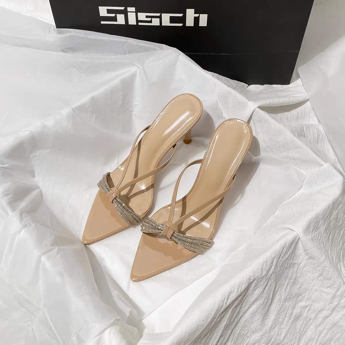 2026 Summer New French Sandals For Women, Versatile Viral One-Strap Slides, Stunning Stiletto High Heels