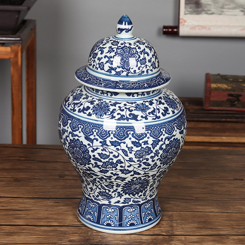 Blue-and-white Porcelain Large General Jar For Tea Leaves