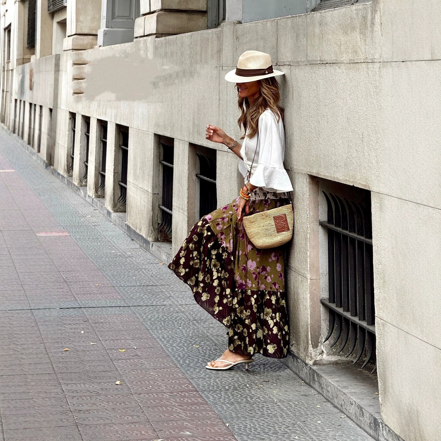 New Floral-print High-waisted Swing Skirt