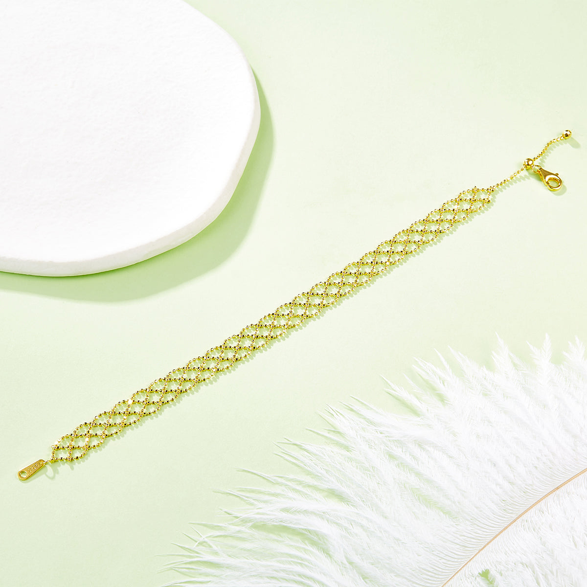 S925 Sterling Silver Hollow Mesh Bracelet 2.2g Lightweight 18.5cm Adjustable 8.0mm Width 3 Colors Platinum Gold Rose Gold Plated Gift Box