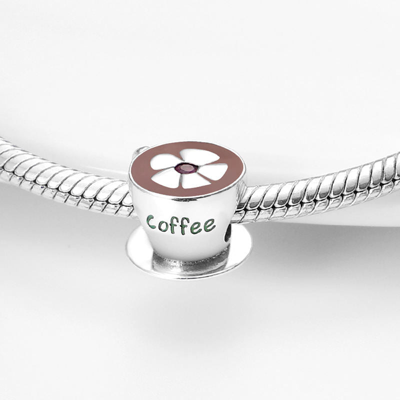 Silver-plated Coffee Cup Beads DIY Bracelet Accessories