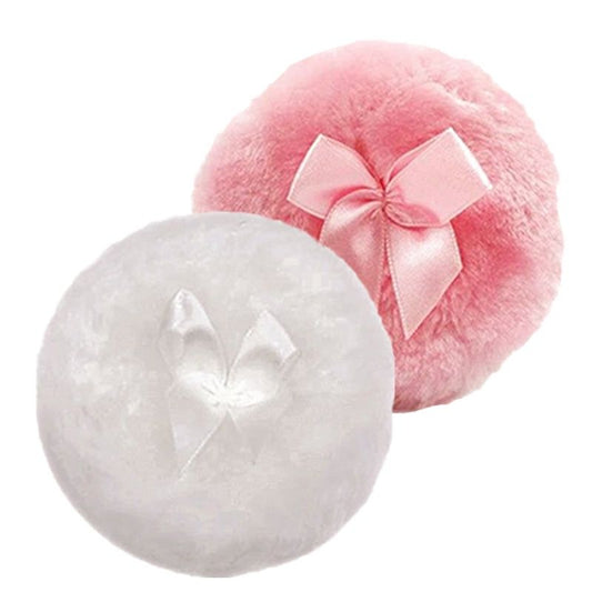 Round Bow-Knot Powder Puff Plush Makeup Sponge