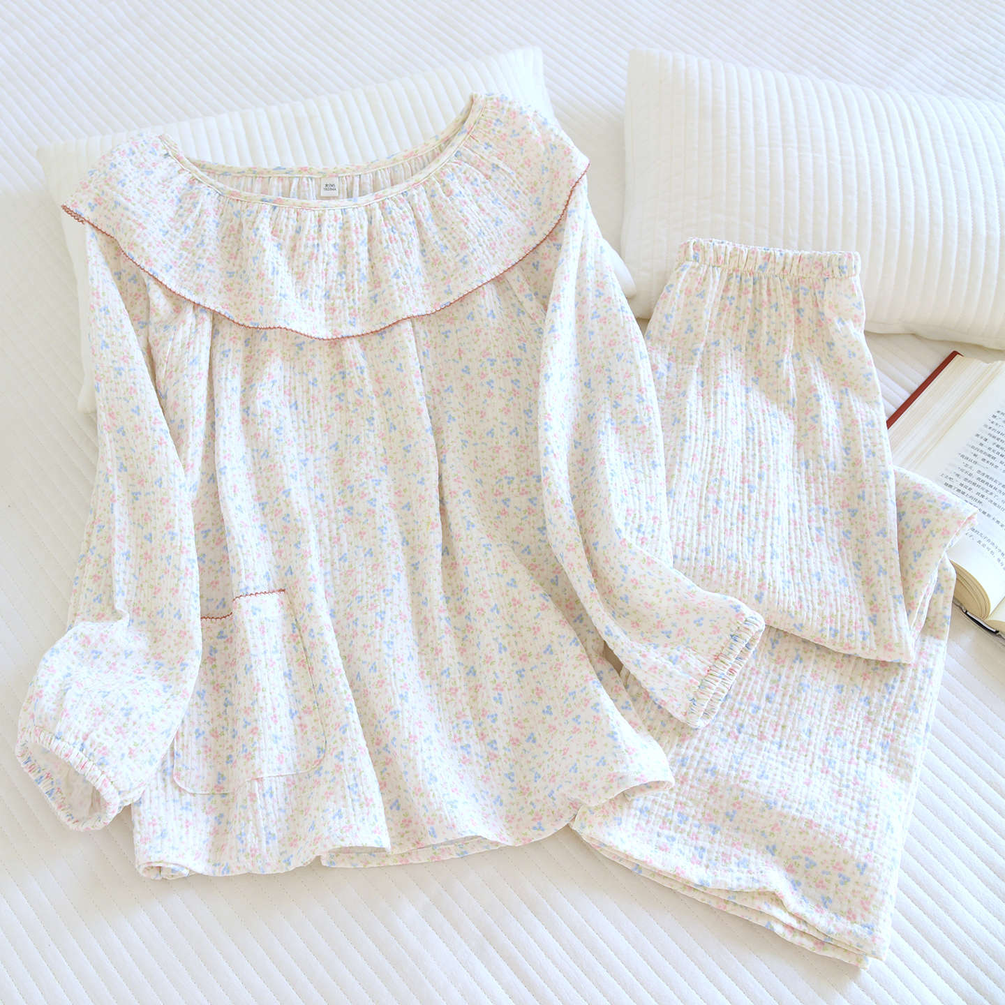 Korean-style Soft All-cotton Skin-friendly Double-layer Gauze Pajamas