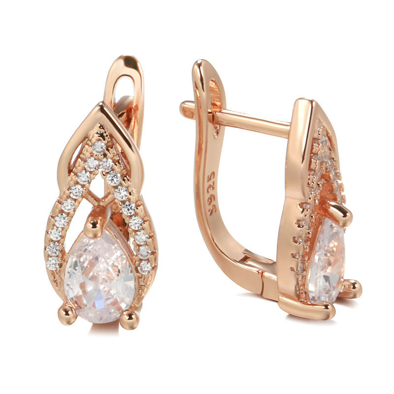 Elegant Graceful Versatile Zircon Gold Plated Women's Earrings Accessories