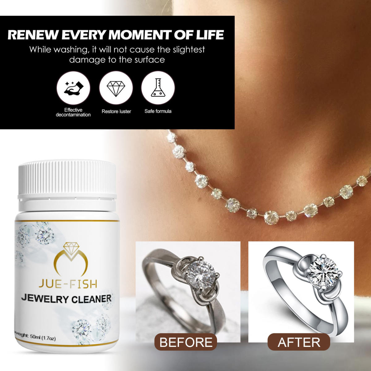 Jewelry Cleaner Cleaning Jewelry Metal Liquid Diamond Necklace Rust And Ash Removal Care Solution