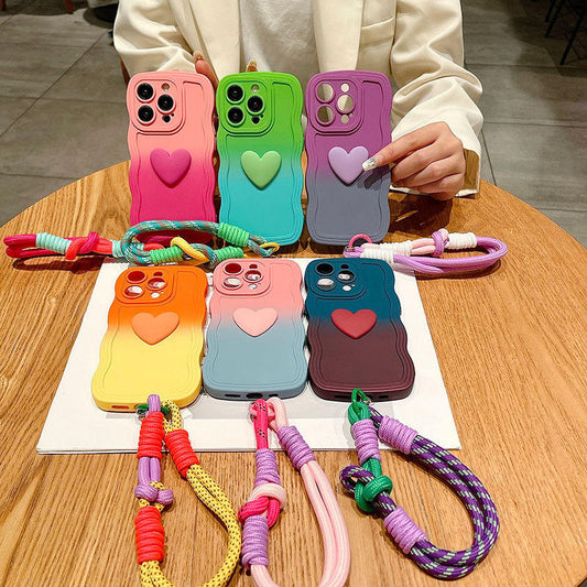 Fashion Gradient Stereo Heart Mobile Phone Shell