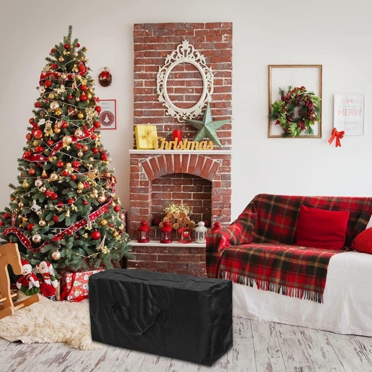 Christmas Tree Waterproof Storage Bag, Christmas Tree Bag, Storage Box, Christmas Tree, 168 Cm X 49 Cm X 70 Cm, Black And Red Carry Bags And Packages