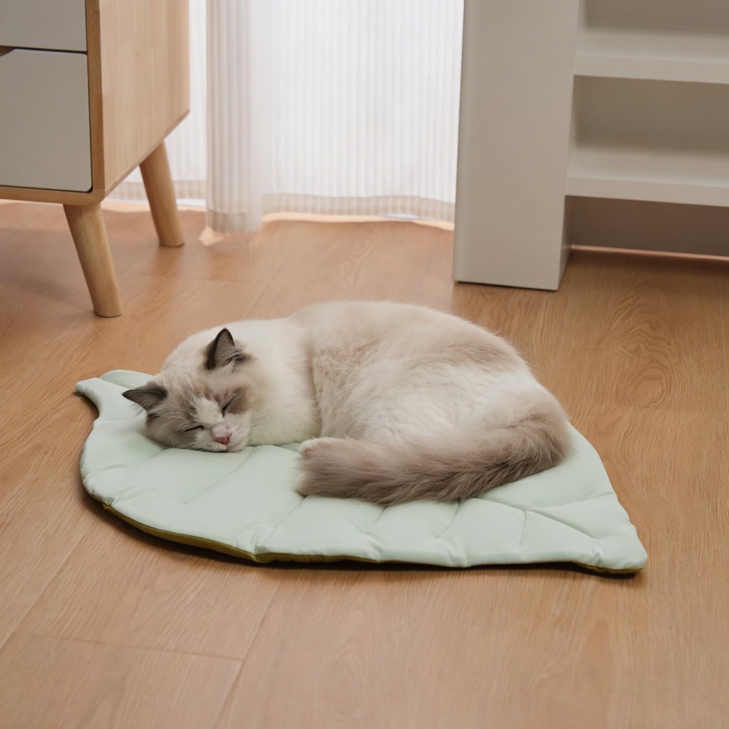 Cat Cooling Mat Cat Leaf Bed Mat Comfortable Soft Fabric Breathable Cozy For All Seasons  Ideal For Cats Small Pets