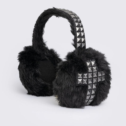 Dark Gothic Rhinestone-Embroidered Earflap Hat With Accessories