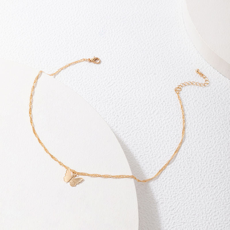 Simple Fashion Accessories Alloy Butterfly Single-layer Necklace