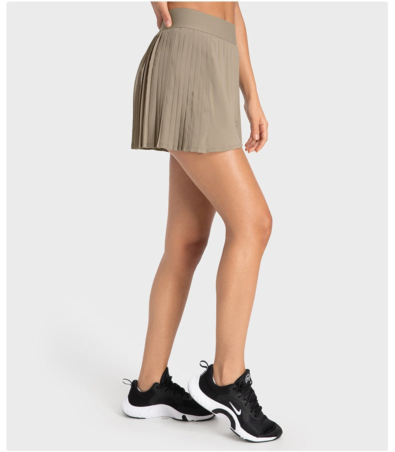 Cooling Three Points Exercise Skort Fashion Yoga Cross Front Pleated Skirt Tennis Skirt