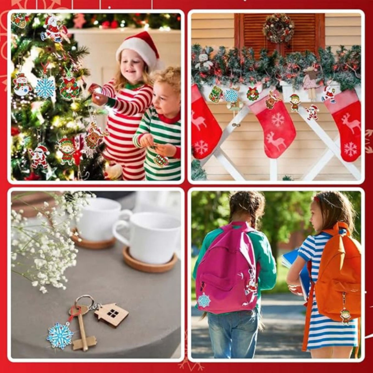 9-Set Christmas Gifts: 5D Diamond Painting Santa Claus Diamond Painting Keychains – DIY Christmas Elf Diamond Painting Kit For Party Favors, Christmas Gifts, And Keychain Packages