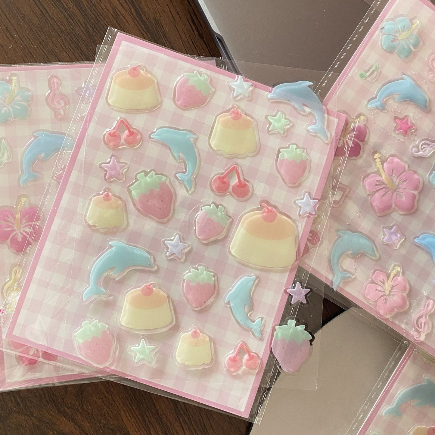 Cute Korean-style Dolphin Hibiscus Jelly Stickers