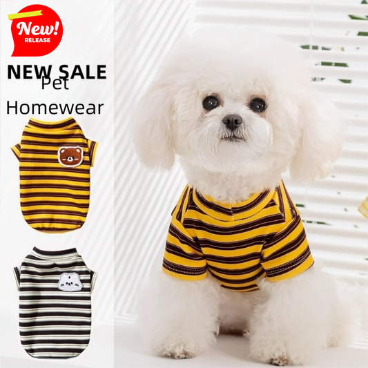 Dog Clothes, Autumn And Winter Striped Animal Base Shirts, Teddy Bichon Frise, Small And Medium-sized Dog, Cat Two-legged Pet Clothes
