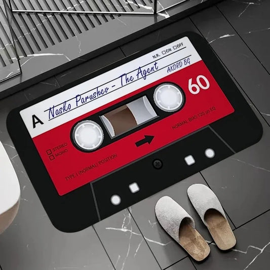 Cassette-Style Flannel Bath Mat Bathroom Rug