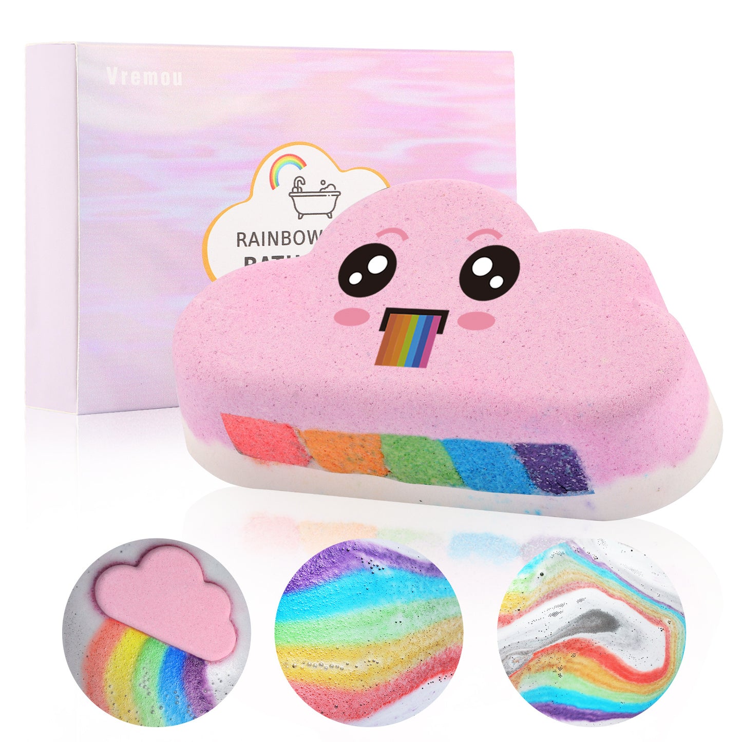 Rainbow Cloud Bath Salt Balls  4-Pack  For Body Cleansing