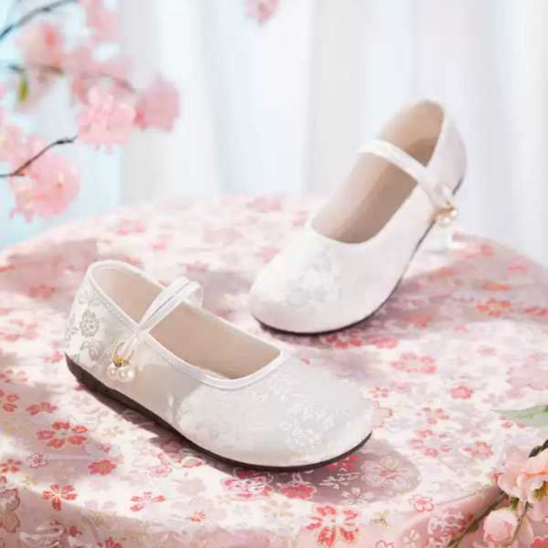 Spring & Summer Chinese Style Satin Shallow Flats -Soft Sole Breathable Mary Jane Cloth Shoes With Elegant Jacquard Texture, Perfect For Qipao & Hanfu Styling For Women