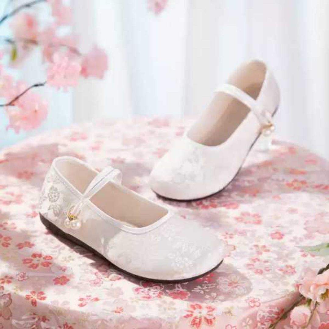 Spring & Summer Chinese Style Satin Shallow Flats -Soft Sole Breathable Mary Jane Cloth Shoes With Elegant Jacquard Texture, Perfect For Qipao & Hanfu Styling For Women