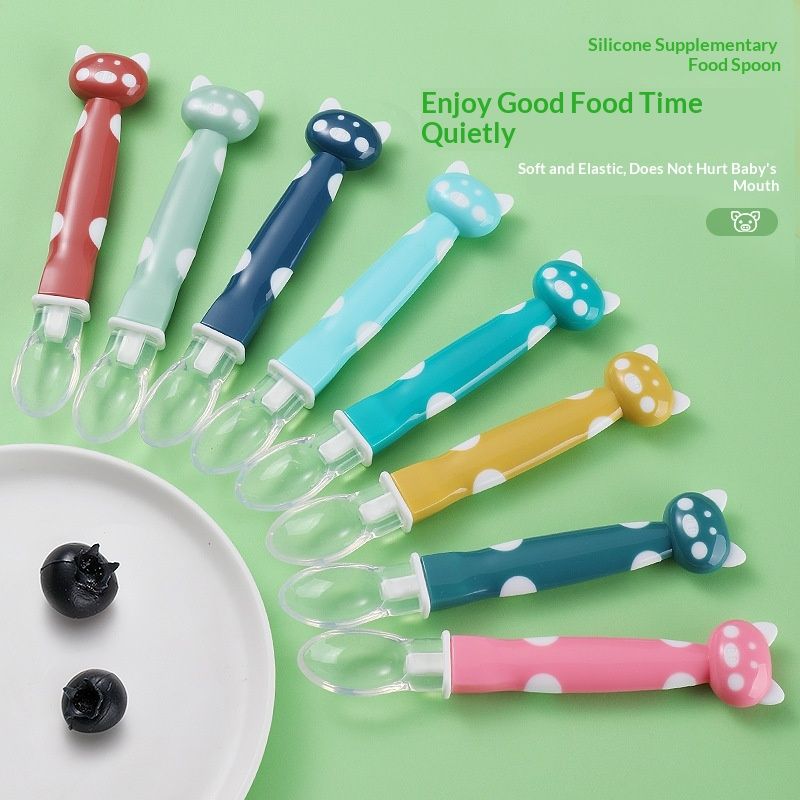 Baby Silicone Spoon Soft-tip For Feeding Complementary Foods To Infants