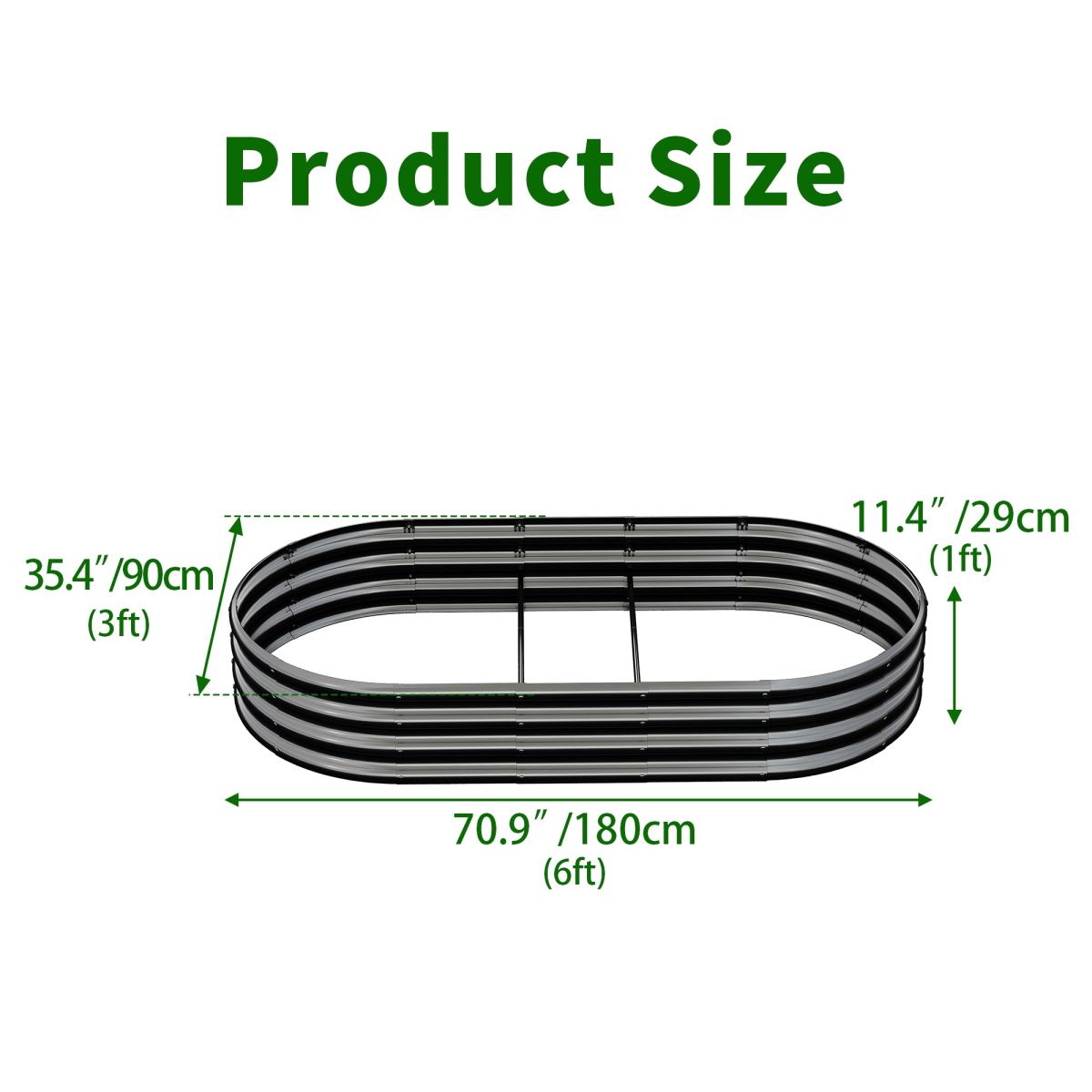 Galvanized Raised Garden Bed 6x3x1ft - Heavy Duty Metal Planter Box for Vegetables, Herbs & Flowers, Rust-Proof Outdoor Garden Bed with Large Capacity, Black, 1PCS