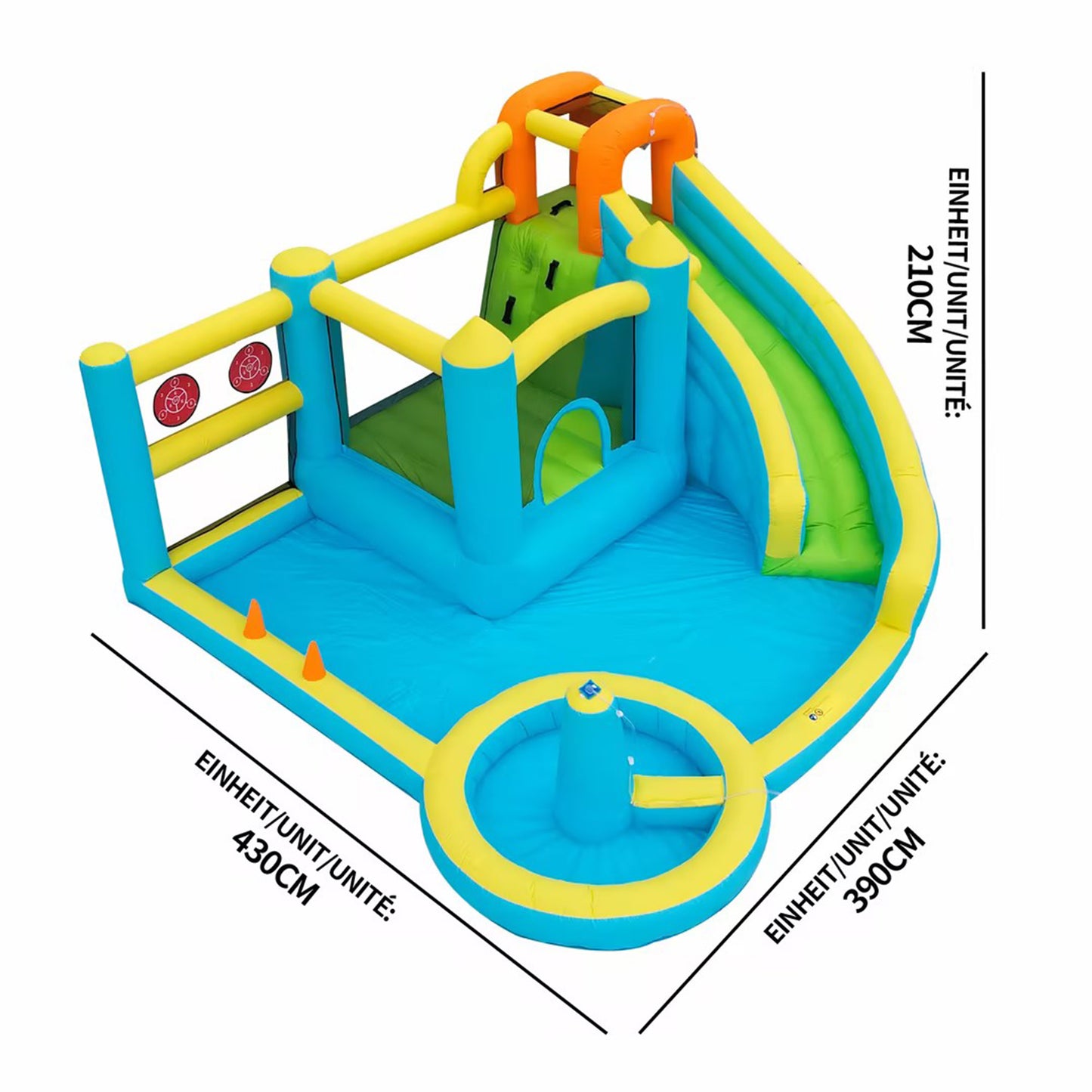 Kids Bouncy Castle Water Park Water Slide Pool Inflatable Water Play Castle Kids Outdoor Garden Water Playground, With Blower, Inflatable Size 430X390X210cm