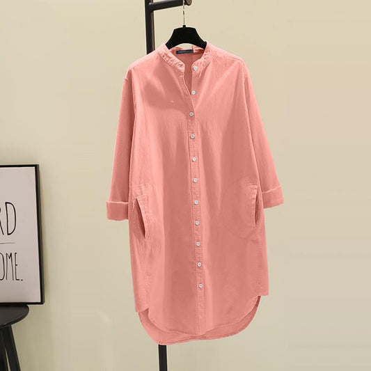 Korean-style Loose-fitting Mid-length Womens Shirt