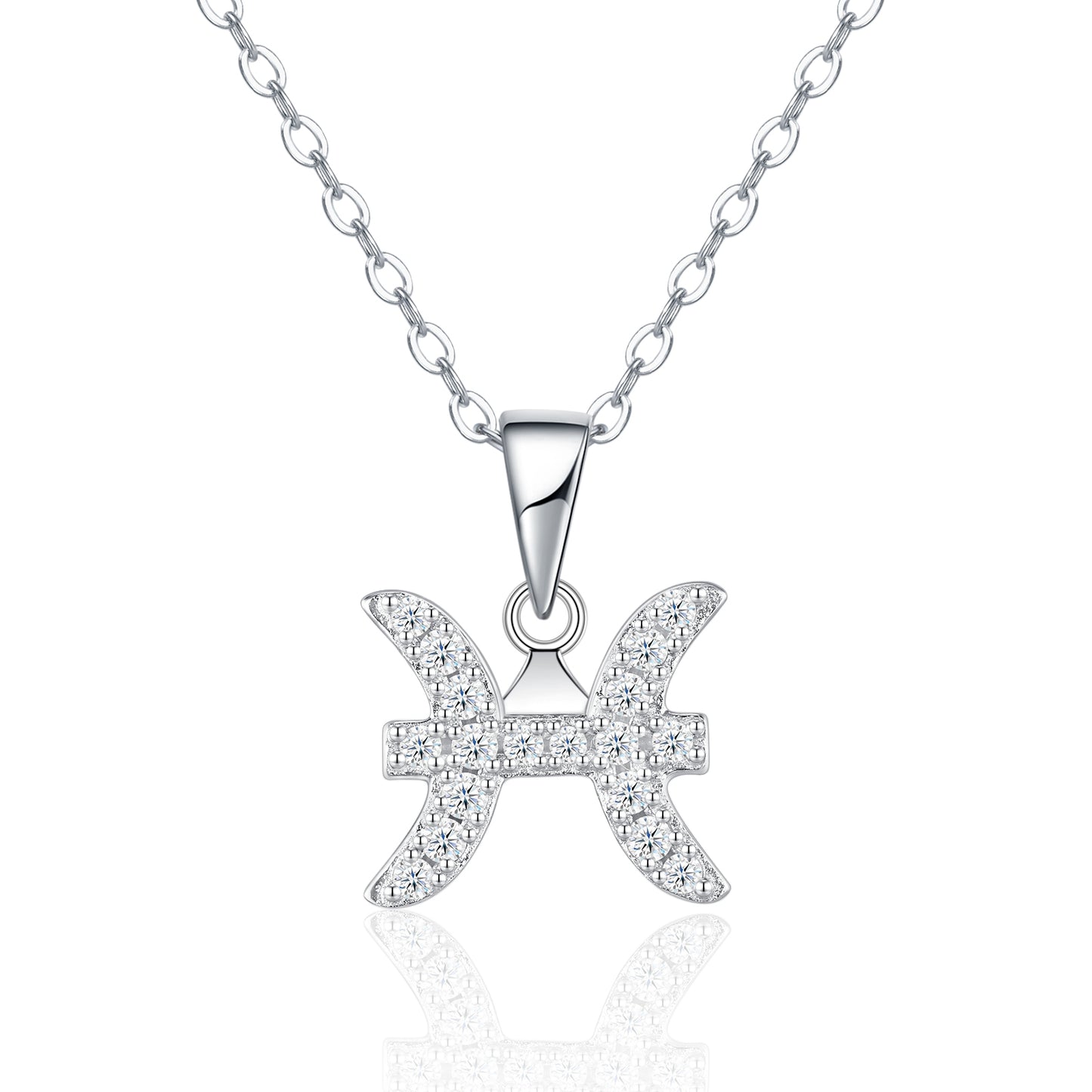 S925 Sterling Silver Pisces Necklace For Women D Color VVS1 Moissanite Zodiac Pendant With GRA Certificate, 3.2g Platinum Plated Astrology Jewelry, Perfect Birthday & Anniversary Gift Box Set For He